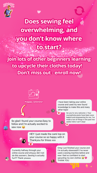 Upcycle Your Wardrobe!
Learn to sew cute clothes & save money — now £39.99 (limited time only!)